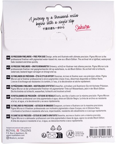 Fineliner Sakura Pigma Micron Black Edition set à 10 breedtes + gratis etui-2