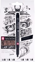 Fineliner Sakura Pigma Micron Black Edition set à 6 breedtes + gratis etui