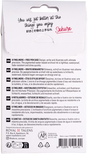 Fineliner Sakura Pigma Micron Black Edition set à 6 breedtes + gratis etui-2