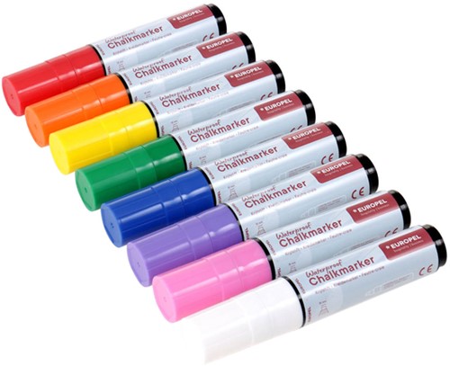 Krijtstift Europel watervast 15mm assorti etui 8 stuks-3