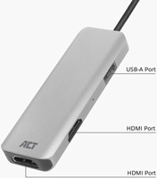 Adapter ACT USB-C 4K multiport voor 2 HDMI monitoren-3