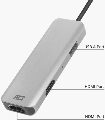 Adapter ACT USB-C 4K multiport voor 2 HDMI monitoren-3