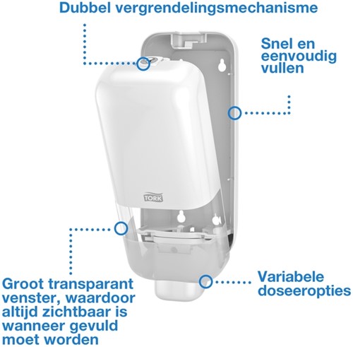 Zeepdispenser Tork S4 Elevation 1000ml wit 564500-3