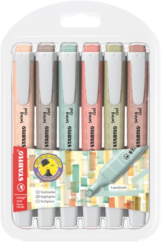 Markeerstift STABILO Swing cool nature assorti pk/6