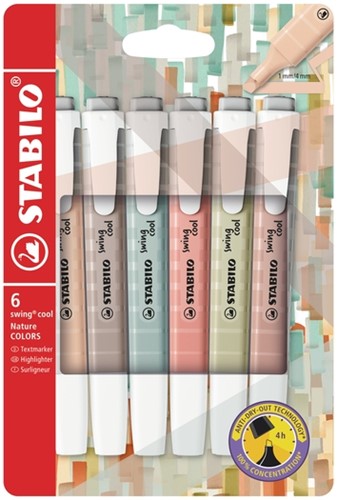 Markeerstift STABILO Swing cool nature assorti pk/6