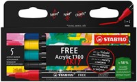 Acrylmarker STABILO  Free Acrylic T100 Royal assorti pk/5