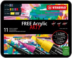 Acrylmarker STABILO  Free Acrylic Starter Kit assorti pk/11