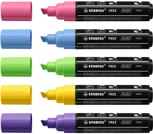 Acrylmarker STABILO  Free Acrylic T800C Seaside assorti pk/5-2