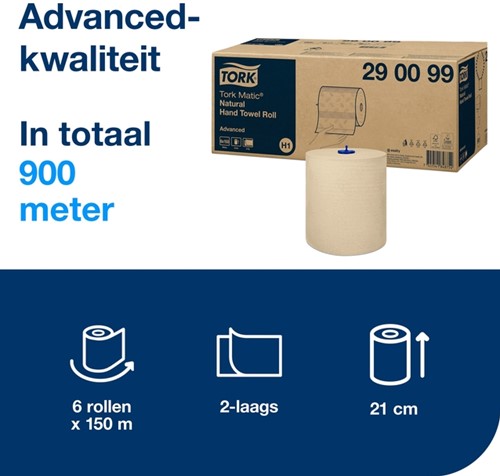 Handdoekrol Tork H1 2-laags Matic Advanced 290099 150m naturel -2