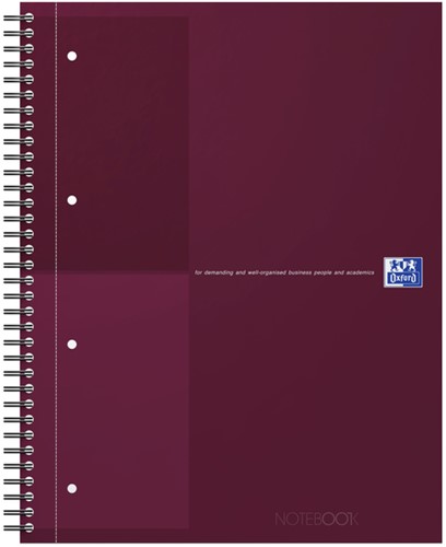 Spiraalblok Oxford International Notebook A4+ lijn 160vel rood