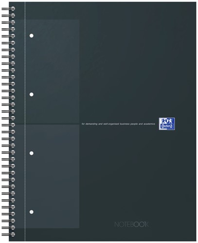 Spiraalblok Oxford International Notebook A4+ ruit 5X5mm 160vel zwart