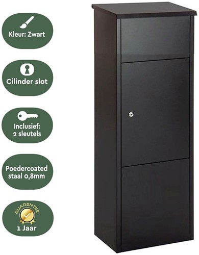 Brievenbus voor pakketten BRASQ 105x38x24cm PB400 Zwart-3