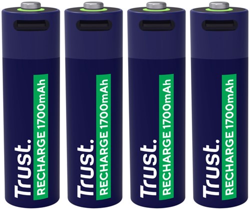Batterij Trust USB-C oplaadbaar AA pk/4