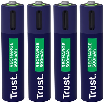 Batterij Trust USB-C oplaadbaar AAA pk/4
