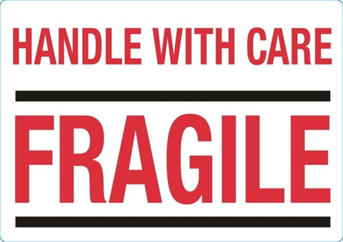 Waarschuwingsetiket IEZZY handle with care fragile 100mmx70mm 500 stuks