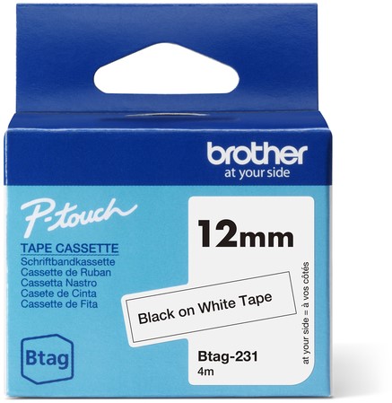 Brothertape P-touch Btag-231 12mm zwart op wit