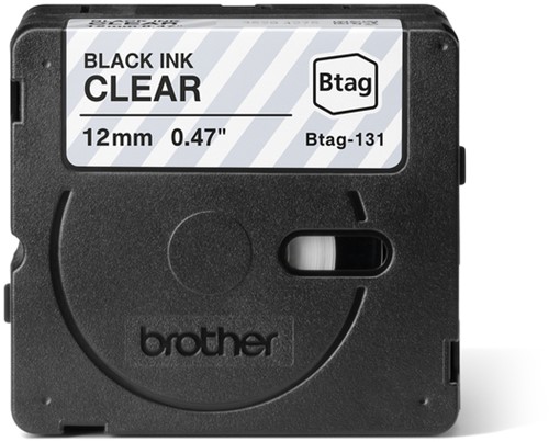 Brothertape P-touch Btag-131 12mm zwart op transparant-2
