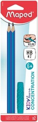 Potlood Maped Kidy Learn Concentration met kauwtopper blauw 3 stuks