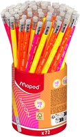 Potlood Maped Neon met gum pot à 72 stuks assorti