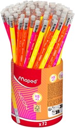Potlood Maped Neon met gum pot à 72 stuks assorti