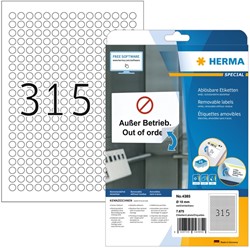 Etiket 10mm herma 4385 rond wit ds/7875