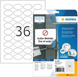 Etiket 40.6x25.4mm herma 4380 ovaal wit ds/900