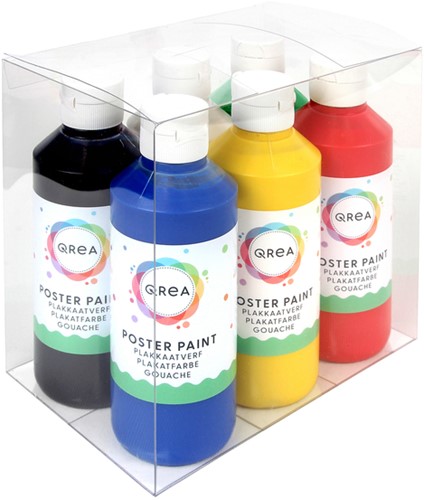 Plakkaatverf Qrea set à 6 standaard kleuren 250ml-2