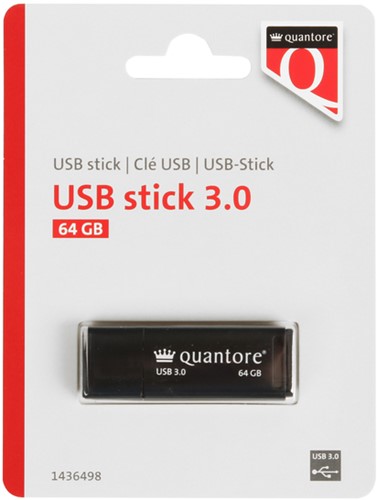USB stick 3.0 Quantore USB-A 64GB zwart