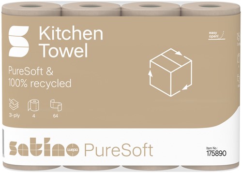 Keukenrol Satino PureSoft 3-laags 4x64 vel naturel 175890-2