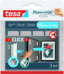 Kleefstrip tesa Powerstrips Click Medium 4 paar wit