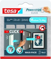 Kleefstrip tesa Powerstrips Click Medium 16 paar wit