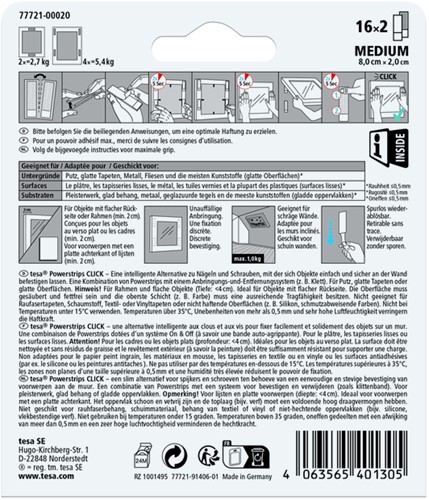 Kleefstrip tesa Powerstrips Click Medium 16 paar wit-2