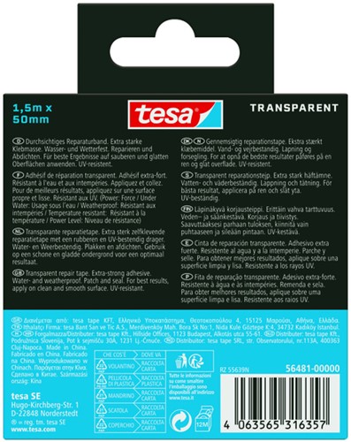 Reparatietape tesa Ultra Power Onderwater transparant 50mmx1,5m-2