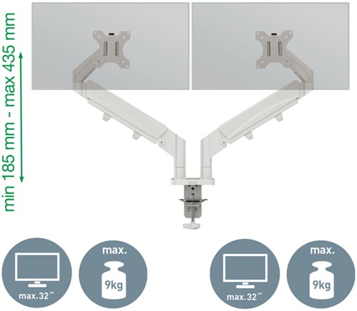 Monitorarm Leitz Ergo ruimtebesparend dubbel grijs-2
