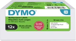 Etiket Dymo LabelWriter multifunctioneel 19x51mm 12 rollen á 500 stuks wit