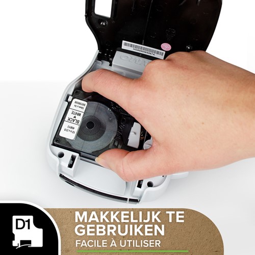 Labeltape Dymo LabelManager D1 polyester 12mmx7m wit op zwart  20 stuks-2