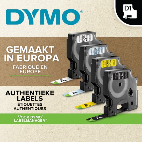 Labeltape Dymo LabelManager D1 polyester 12mmx7m wit op zwart  20 stuks-3