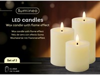 Kaarsenset LED Lumineo warm-wit 3 stuks