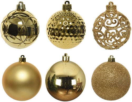 Kerstballen Decoris assorti goud koker à 37 stuks-2