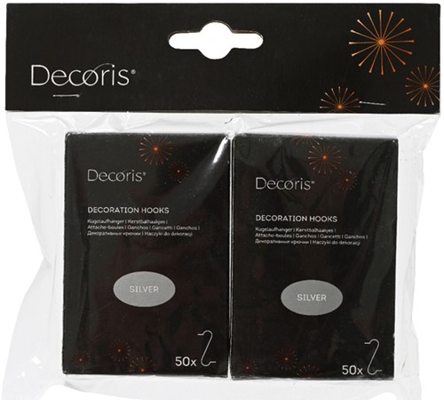 Kerstbalhaakjes Decoris ijzer blister à 2 doosjes à 50 stuks