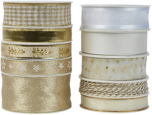 Cadeaulint Decoris polyester goud/parelmoer assorti-2