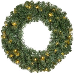 Kerstkrans Everlands met LED verlichting 60cm