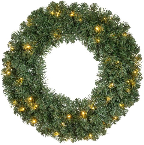 Kerstkrans Everlands met LED verlichting 60cm