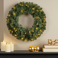 Kerstkrans Everlands met LED verlichting 60cm-1