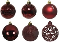 Kerstballen Decoris assorti ossenbloed-rood koker à 37 stuks-2