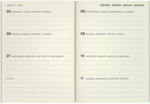 Agenda 2026 Lannoo 110x150 Flowers watercolour 7dagen/2pagina's blauw-2