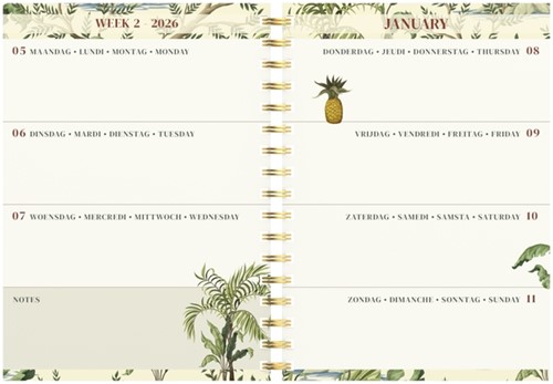 Agenda 2026 Lannoo 120x160 Botanic 7dagen/2pagina's zwart groen-2