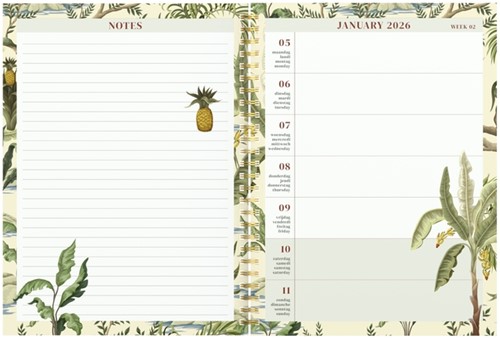Agenda 2026 Lannoo bureau 170x230 Botanic 7dagen/2pagina's wit groen-2