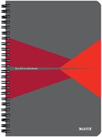 Notitieboek Leitz Office A5 lijn grijs rood