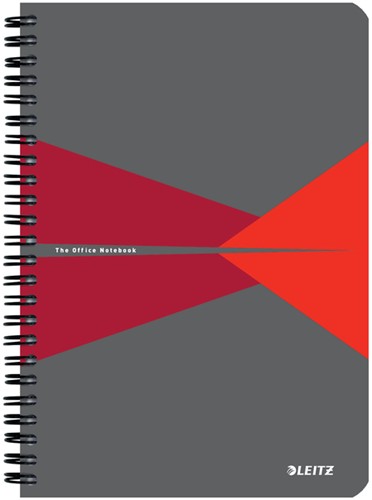 Notitieboek Leitz Office A5 lijn grijs rood